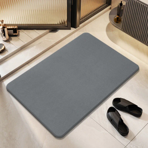 Stone Bath Mat Diatomaceous Earth Shower Mat Non-Slip Super Absorbent Diatomite Stone Mats for Bathroom Floor Quick-Drying Easy to Clean (24''*16'' Grey)