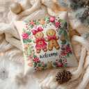 Pillow Covers Set of 2 18x18 Inch Christmas Gingerbread Couple Throw Holiday Welcome Cushion Covers Decorative Christmas Pillow Cases for Sofa Couch Bed Farmhouse Decor