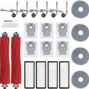 24Pcs Qrevo S Pro Accessories Kit Replacement Compatible with Roborock QV 35A/QV 35S/Qrevo S Pro Robot Vacuum,2 Main Brush,4 Mop Cloth Pads,6 Side Brushes,4 HEPA Filters,6 Dust Bag,1 Cleaning Tool