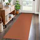 EARTHALL Woven Runner Rug 2x6 Ft Washable Runners for Hallways Cotton Non Slip Rubber Backed Kitchen Runner Braided Indoor Floor Carpet for Entryway, Hallway, Kitchen, Bedroom, Rustic Orange/Tan