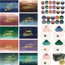 Decorably 50 Pack Gold Foiled 6x4in Employee Appreciation Cards with Envelopes and Stickers, 10 Designs Folded Employee Thank You Cards for Employees, Blank Inside - Promotion, Work Anniversary