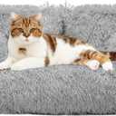 Cat Couch Bed for Indoor Cats, Calming Pet Sofa Puppy Sleeping Bed with Removable Washable Cover, Cute Dog Couch and Kitty Lounge Chair for 18lbs Cat & Small Dog(Plush Gray) (26"Lx18"Wx12"Th)