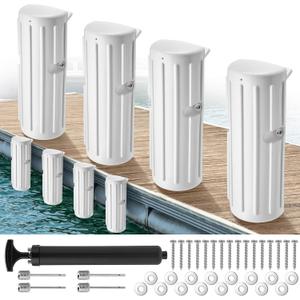 DaisyInner Dock Bumpers Fenders for Edging Docking Inflatable Corner Boat Fenders with Pump and Mounting Hardware for Straight-Edge Side Marine Bumpers for Buoy Pontoon Protector