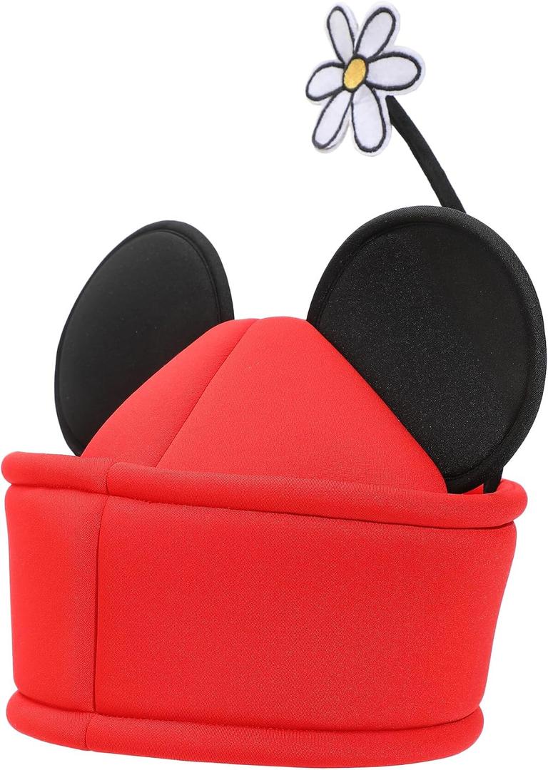 Disney Minnie Mouse Ears & Flower Red Novelty Cosplay Pillbox Hat
