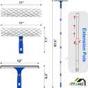 81" Window Squeegee Cleaner, Window Cleaning Tool Kit,12" Squeegee and 11" Microfiber Scrubber Combi with Stainless Steel Pole for Car,Sliding Door,Shower Glass Door-Swivel Style-2 Pads, 81.5"