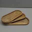 Samhita Mango Oval Wood Tray Set of 3 Perfect for Food Holder/BBQ, Serve Cheese, Sushi, Holiday Snacks, and More. (12" x 5" x 0.75")