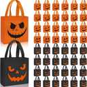 SAYAYA 80 Pcs Halloween Tote Gift Bags Non-woven Trick or Treat Goody Reusable Pumpkin Treat Gift Bags with Handles for Halloween Party Supplies