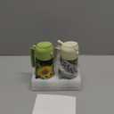 COOLMI Oil Sprayer for Cooking, 2 in 1 Olive Oil Dispenser Bottle Set for Kitchen, Food-Grade Glass Green Oil Vinegar Bottle Container - 16OZ/ 470ML Set of 2 (Beige + Green)