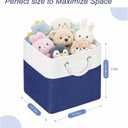 Cube Storage Bins, Collapsible Fabric Storage Cubes Bins, 11 Inch Cube Storage Bins with Handles, Foldable Storage Cubes (White/Navy, 6Pack)