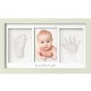 Baby Hand and Footprint Kit - Clay Handprint Keepsake Frame, Newborn Nursery Picture Frame, Personalized New Mom Gifts for Baby Shower & Registry (Sage) (Duo Frame, 13" x 7.9")