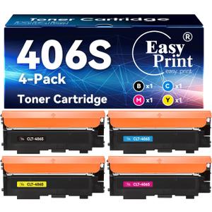 easyprint Compatible Toner Cartridge Replacement for 406S CLT-406S Used for CLP-365W CLP-367W CLX-3305FW CLX-3307FW CLX-3306W CLX-3306FN CLX-3306FW, (4-Pack, Black, Cyan, Magenta, Yellow)