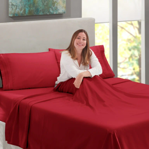 SONORO KATE Bed Sheet Set Super Soft Microfiber 1800 Thread Count Luxury Egyptian Sheets Fit 18-24 Inch Deep Pocket Mattress Wrinkle-6 Piece (Burgundy, Queen)