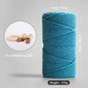 Macrame Cotton Cord 5mm x 109 Yards, ZUEXT 100% Natural Handmade Colorful 4 Strands Twisted Braided Cotton Rope for Wall Hanging Plant Hangers Gift Wrapping Tapestry DIY Crafts(100m, Peacock Blue)