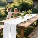 6 Pack White Cheesecloth Table Runner 35 x 120 inch Boho Rustic Gauze Table Runner 10 FT Long, Semi Sheer Cheese Cloth Runner for Wedding Party Banquet Baby Shower Birthday Decoration