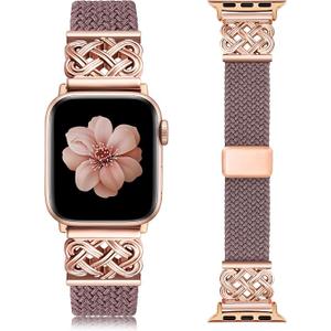 TOYOUTHS Braided Magnetic Band Compatible with Apple Watch Bands 38/40/41/42/44/45/46/49mm Women Men, Dressy Celtic Metal Stretchy Elastic Strap for iWatch Series 11 10 9 8 7 6 5 4 SE/Ultra 3 2 1