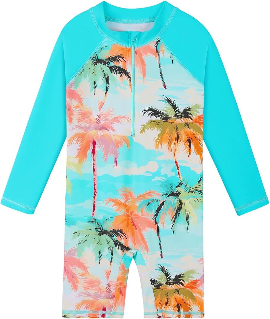 BAOHULU Girls One Piece Long Sleeve Swimsuit UPF 50+ UV Bathing Suit Zipper Closure Beach Rashguard Swimwear (10-11 Years)