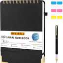 Top Spiral Notebook, A5 Hardcover Top Bound Steno Pads, 240 Pages 100gsm College Ruled Left Handed Notebook Journal for Work, School, Meeting Writing - Black, 5.9" x 8.5"