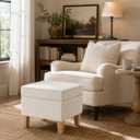 HomePop 22" Modern Rectangular Storage Ottoman - White Woven Stripe
