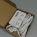 10Ft Surge Protector Flat Extension Cord Flat Plug Power Strip, 6AC Outlets, 4 USB Charger(1 USB C Port), 1700 Joules Protection, Office Supplies, Dorm Room Essentials (White)