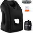 Sunany Travel Pillow, Inflatable Neck Pillow Used for Airplanes/Cars/Buses/Trains/Office Napping with Eye Mask/Earplugs (Black)