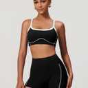 QBGJTD Two Piece Women Workout Sets Color Block Sports Bra and Scrunch Butt Lifting Shorts Gym Yoga Active Wear Outfits (Black, S)