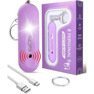 Personal Safety Alarm for Women - Waterproof Rechargeable Security Alarm - 140dB Extra Loud Siren with SOS Strobe Light - Self Defense Keychain for Women Girls Teens Seniors