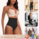 Tummy Control Shapewear Underwear for Women,Seamless High Waist Thong Panties, Compression Faja Body Shaper Shorts (Black, M)