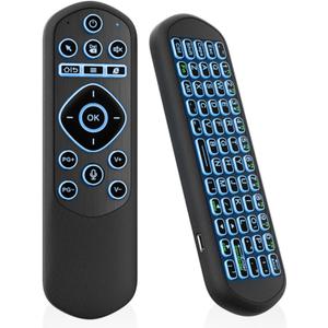 iPazzPort Air Mouse Remote with Keyboard, 2.4G Wireless & Bluetooth Backlit Controller, 7-Color LED, Rechargeable Type-C, IR Learning for Smart TV, Android Box, PC, HTPC