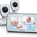 AXVUE HD Video Baby Monitor, 720P HD Image Quality, 5.0" IPS Screen Monitor & 2 Camera, Range up to 1000ft, 24 Hour Battery Life, 2-Way Talk, Split Screen, Night Vision, Temperature Monitor, No WiFi.