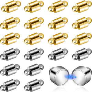 Magnetic Necklace Clasp, 24 Pairs Bracelet Clasps and Closures Jewelry Safety Locking Connectors Jewelry Clasp Converter Necklace Extender and Shortener Bracelet Helper Tool (Gold, Silver)