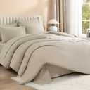 Litanika Oversized King Comforter Sets Oatmeal - 7 Pieces Bed in a Bag Oversized King Bedding Comforter Sets, Solid Lightweight Bed Set with Comforter, Sheets, Pillowcases & Shams