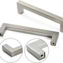 Cabinet Pulls Brushed Nickel Cabinet Handles Square Drawer Pulls, 2 Pack 13-4/5 Inch Stainless Steel Kitchen Door Cupboard Cabinet Handles, Cabinet Hardware Drawer Handles, 352mm Hole Centers