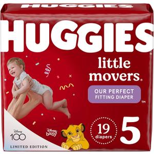 Huggies Size 5 Diapers, Little Movers Baby Diapers, Size 5 (27+ lbs), 19 Count
