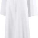Women Princess Costume White Hooded Long Dress Robe with Belt Halloween Cosplay Party Outfit (White, XL)