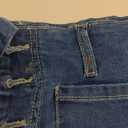 luvamia Bermuda Shorts for Women Jean High Waisted Trendy Patch Pockets Casual Summer Button Fly Stretchy Denim Shorts (Medium, Classic Blue)