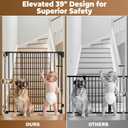 35-55" No Bottom Bar Baby Gates for Stairs, 39" Extra Tall Child Safety Gate with Auto Close Large Walk Thru Door, Hardware Mount Dog Gate Pet Gate for The House Doorways, Indoor Outdoor use