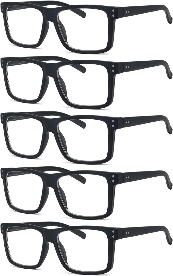 Eyekepper 3-pack Oversized Reading Glasses Square Large Frame Readers for Men and Women - Black +1.50 (3 Pack All Black)