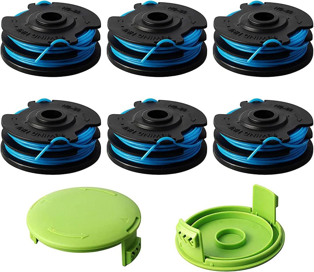 Thten 29242 29082 Trimmer Spool Replacement 27ft 0.065 inch for Greenworks 24V 40V 21052 29272 and 21212 Dual line Electric String Trimmers with 3411546A6 Cap Covers Parts(6Pack+2 Cap)