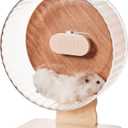 Silent Hamster Wheel 10.5 Inch Dual-Bearings Quiet Running Exercise Wheels with Wood Grain Backboard, Height Adjustable for Syrian Hamsters, Gerbils, Mice, Hedgehog, Lemmings, Warm Brown
