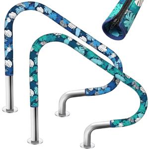 2 Pcs Pool Railing Covers 8 ft Slip Resistant Monstera Leaf Zip Style