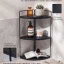 Corner Bathroom Countertop Organizer, 3-Tier Corner Shelf for Vanity & Bathroom Counter, Rustic Wood Standing Rack for Cosmetics & Skincare, Space Saving Storage for Toiletries, Sturdy Metal, Black, 11.7 inches x 7.5 inches x 17.3 inches