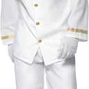 Smiffys Men's Captain Deluxe Costume, White (XL - US Size 46"-48")