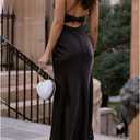 Satin Spaghetti Strap Backless Ruched Twist Cocktail Dresses for Women Silk Open Back Cut Out Midi Dress Wedding Guest (Black, XS)