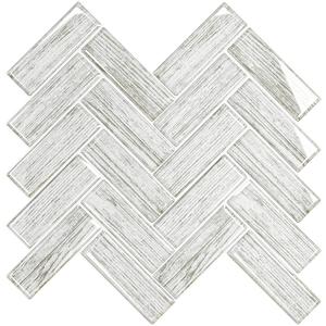 VEELIKE Grey Herringbone Peel and Stick Backsplash for Kitchen Wood Look Backsplash Tile 12''x12'', 6 Sheets Back Splash Stick on Tiles Waterproof Adhesive Wall Tiles for Bathroom Laundry Fireplace