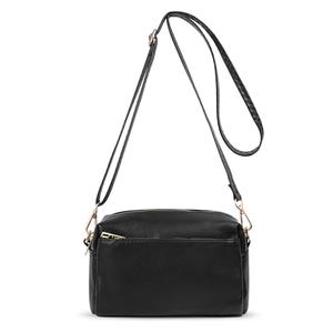 VOROLO Crossbody Bag Small Leather Triple Zip Crossbody Purse Shoulder Bag with Ajustable Strap for Women Matte Black