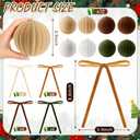 12 Pcs 4 Inch Large Velvet Christmas Balls with 24 Pcs 5.9 x 8.7 Inch Velvet Xmas Tree Bows Christmas Flocked Ornaments Set Hanging Decors for Tree Garland Holiday Party Decors(Neutral)