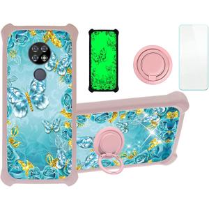 jioeuinly Cricket Ovation Case Compatible with AT&T Radiant Max Phone Case(U705AC/U705AA) Cover [with Tempered Glass Screen Protector][Hard PC + Soft Silicone][Gold Glitter+Luminous] JSF-YHD
