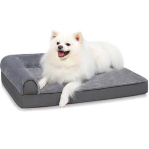 KSIIA Orthopedic Dog Bed  Waterproof Dog Couch Bed with Egg Crate Foam & Nonskid Bottom, 30 x 20 Inch, Gray