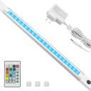 BIGMONAT Under Cabinet Light with Remote, Stick on Color Changing Under Counter Lighting, Plug in RGB LED Light Bar with Timer for Kitchen Sink Shelf Cupboard Closet Pantry Desk TV Stand Backlight