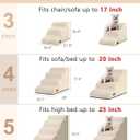 Aodisman Dog Stairs for High Bed,5 Step Dog Ramp for Small and Medium Dogs,Pet Stairs with Non-Slip Bottom for Puppy, Older Cat,Indoor Pet Steps,Comfort,Durable,22.4" H,Beige